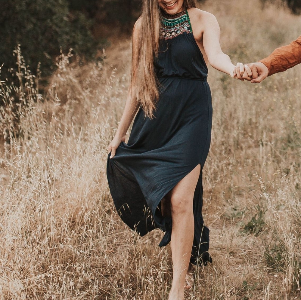 Backless halter dress